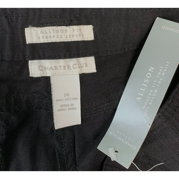 Charter Club Pants Size 14 Black Wide Leg Cropped Drawstring Modern Women New - Picture 4 of 6